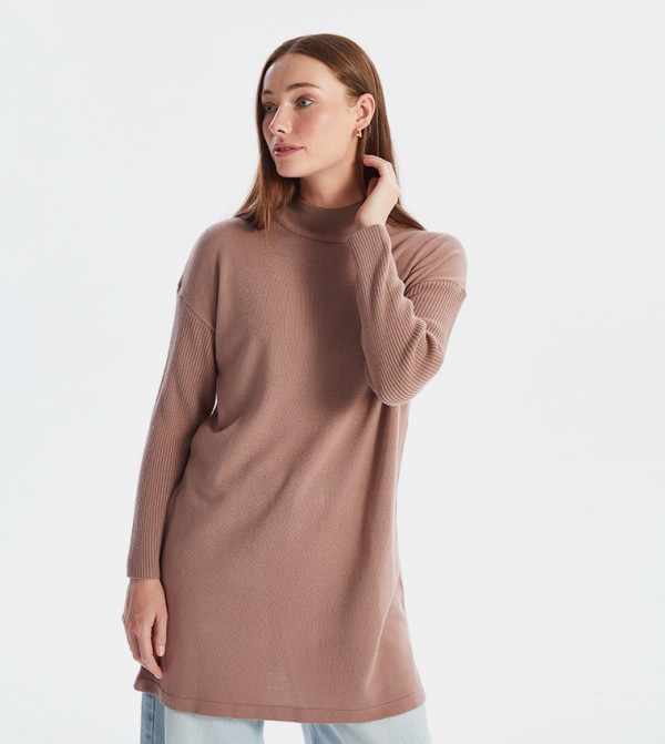 Solid Long Sleeves Tricot Tunic