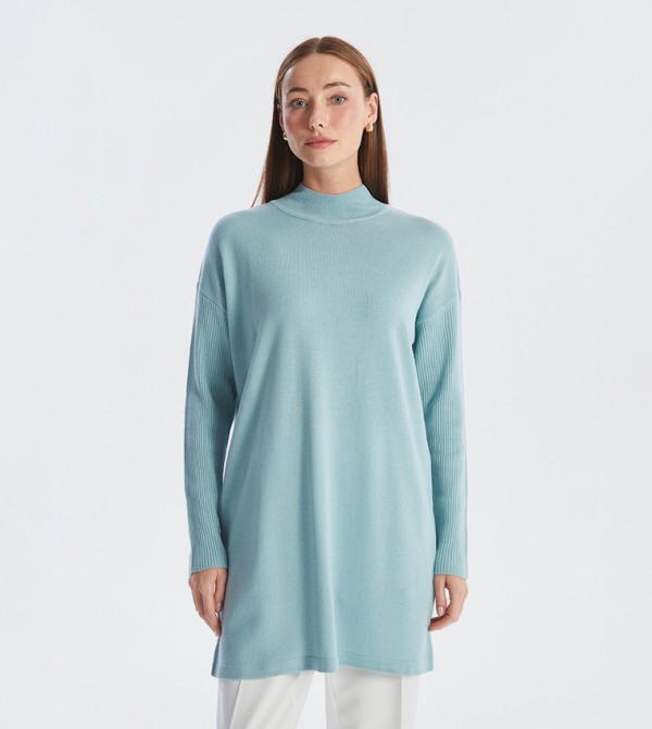 Solid Long Sleeves Tricot Tunic