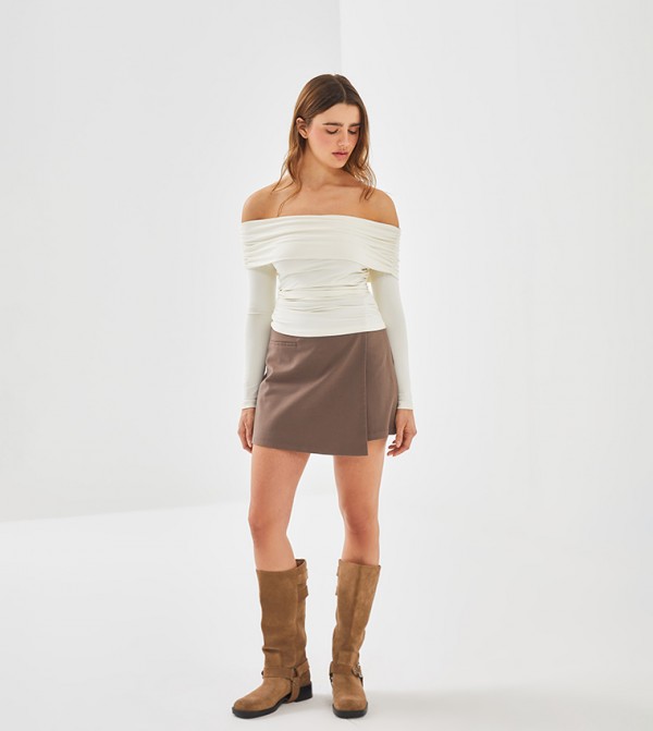 Zippered Waist Mini Skort