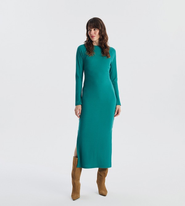 Ribbed Long Sleeves Tricot Dress