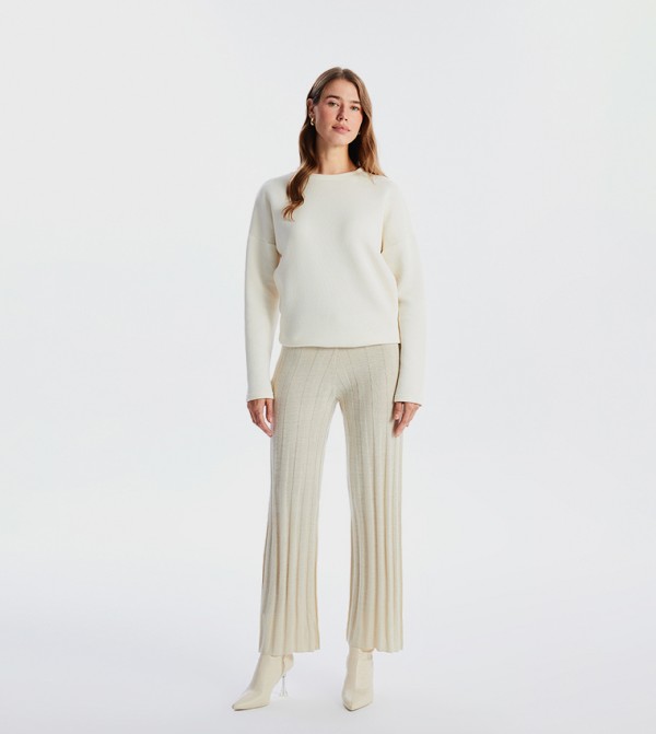 Ribbed Elastic Waist Pants