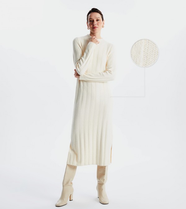 Long Sleeves Tricot Midi Dress