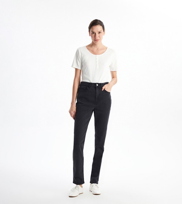 Washed High Waist Slim Fit Jeans