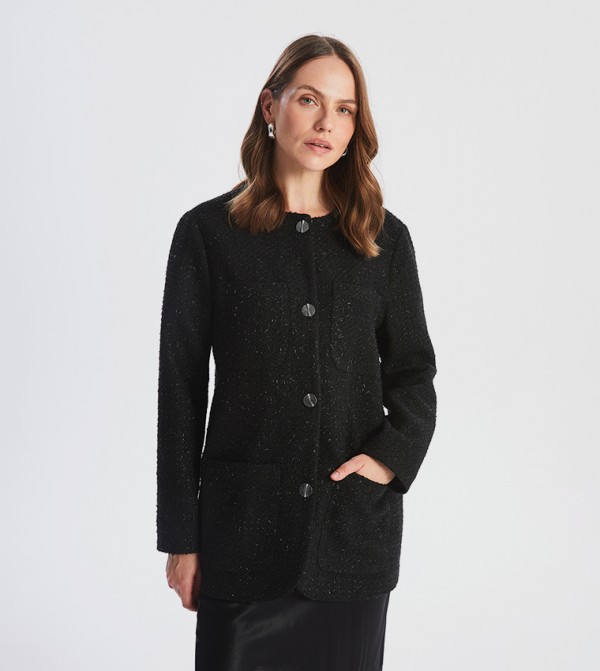 Patterned Long Sleeves Tweed Jacket