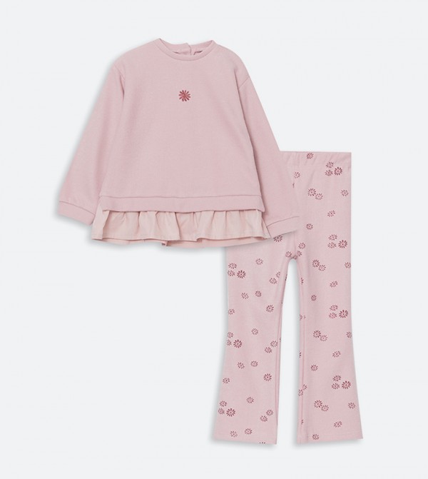 Embroidered Sweatshirt and Leggings Set