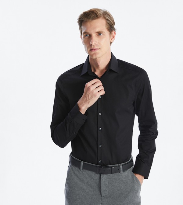 Slim Fit Long Sleeves Gabardine Shirt