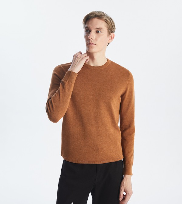 Textured Crew Neck Tricot Sweater