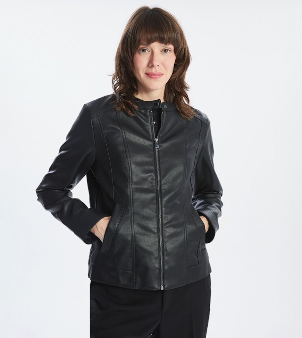 Zip-Through Faux Leather Jacket