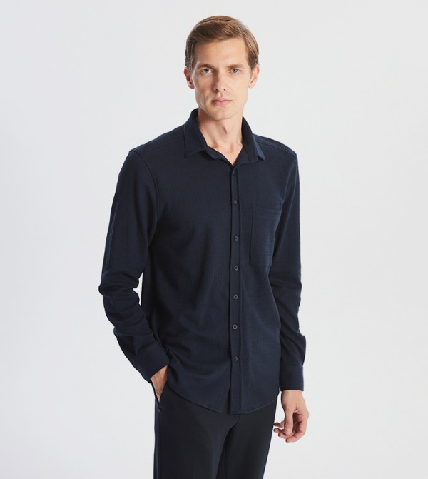 Textured Long Sleeves Regular Fit Shirt