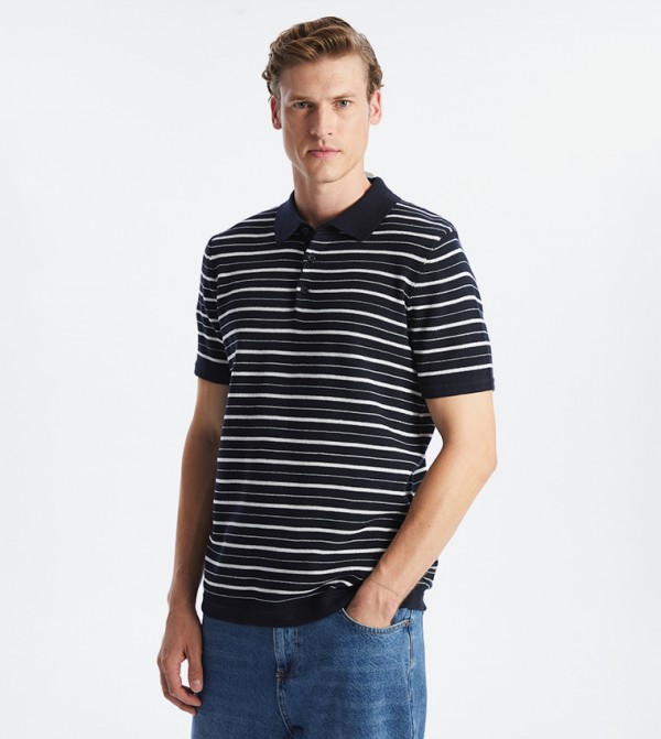 Striped Short Sleeves Polo T-Shirt