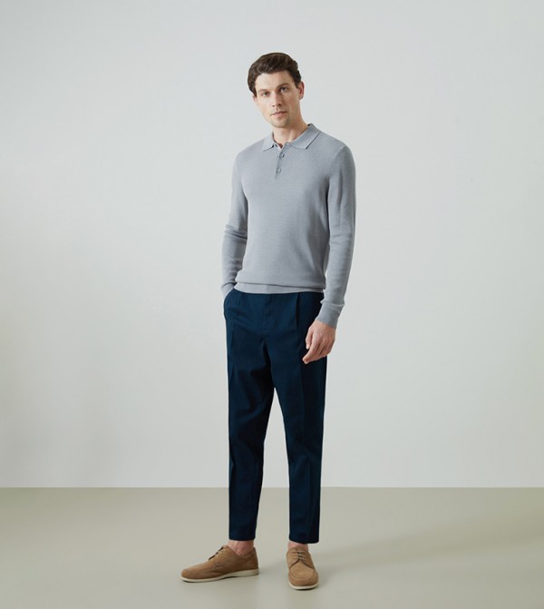 Standard Fit Gabardine Pleated Chinos