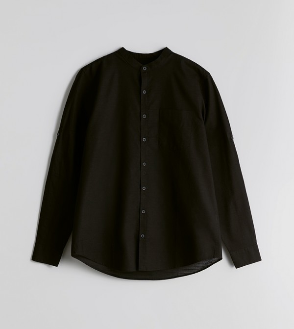 Solid Stand Collar Shirt