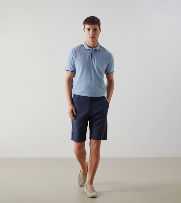 Standard Fit Linen Blend Shorts