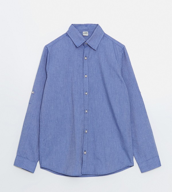 Textured Long Sleeves Oxford Shirt