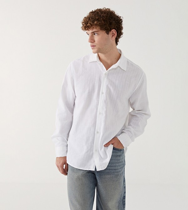 Self Patterned Long Sleeves Shirt
