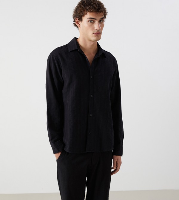 Self Patterned Long Sleeves Shirt