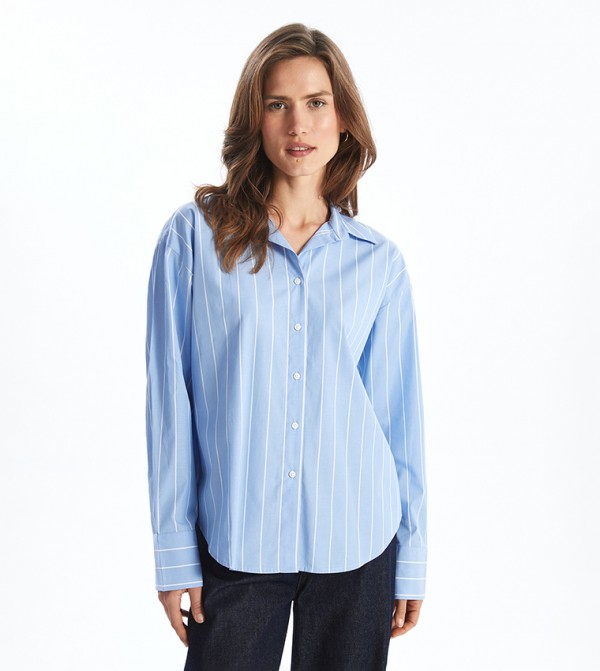 Striped Long Sleeves Poplin Shirt
