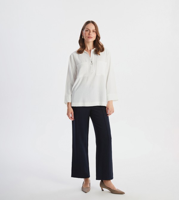 Solid Elastic Waist Pants