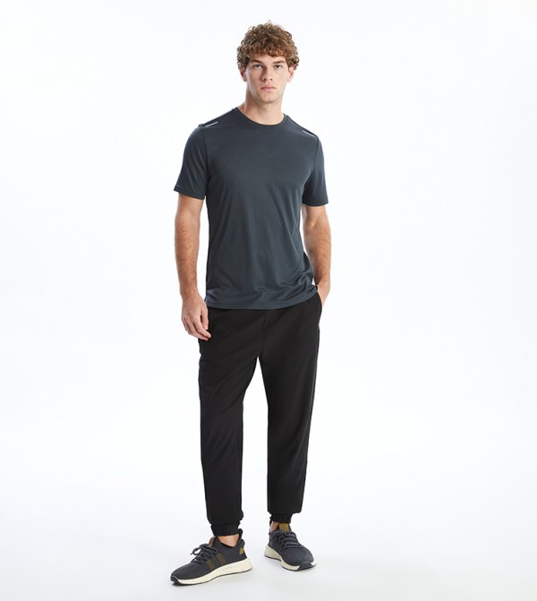 Solid Elastic Waist Joggers