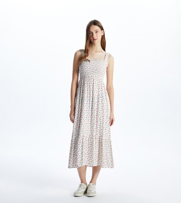 Floral Printed Strappy Midi Dress
