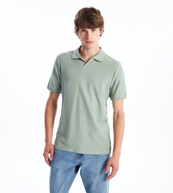 Textured Short Sleeves Polo T-Shirt