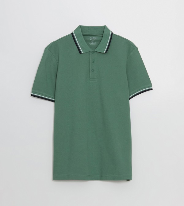 Contrast Trim Short Sleeves Polo T-Shirt