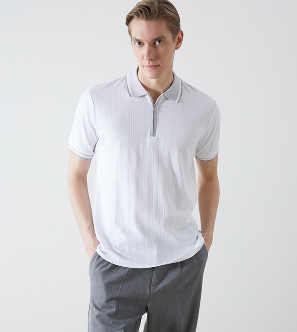 Textured Short Sleeves Polo T-Shirt