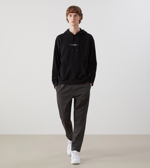 Drawstring Waist Tapered Fit Trousers