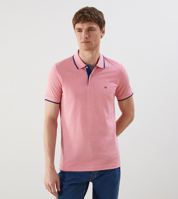 Contrast Tipping Short Sleeves Polo T-Shirt