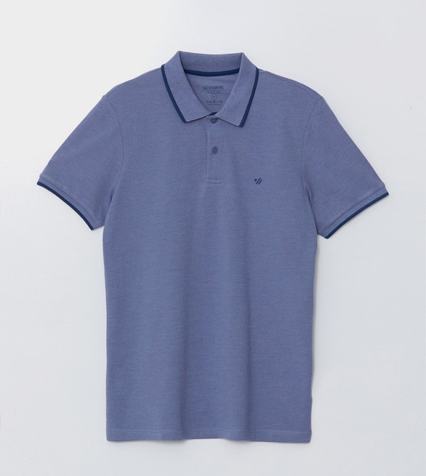 Contrast Tipping Short Sleeves Polo T-Shirt