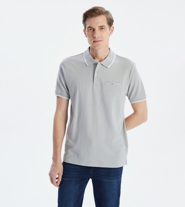 Contrast Trim Short Sleeves Polo T-Shirt