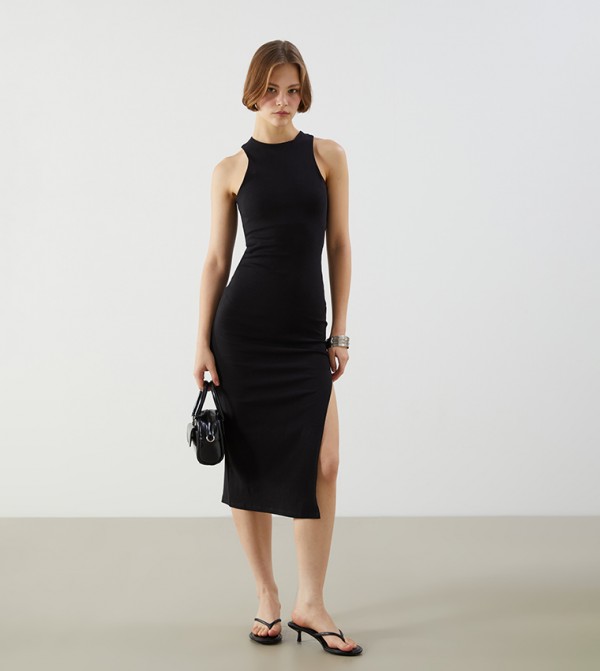 Solid Split Tank Dress