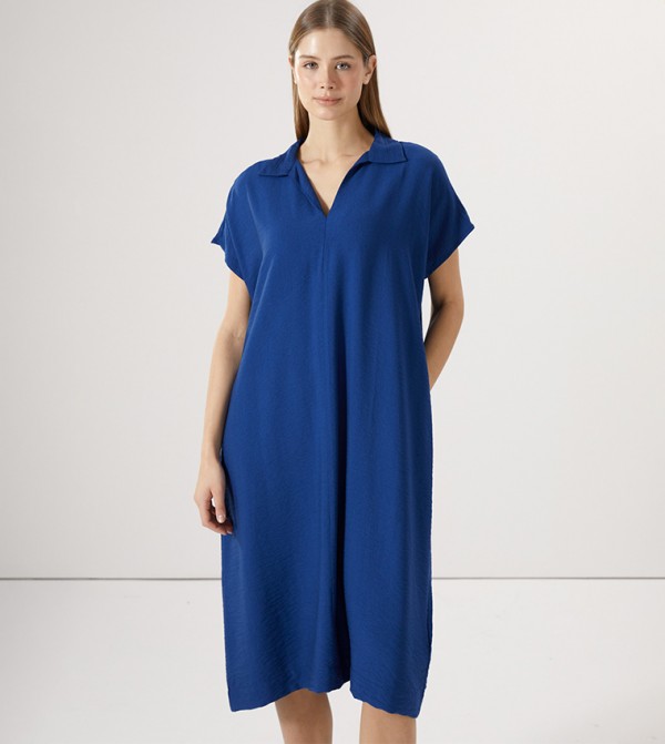 Solid Short Sleeves Shirt Dress