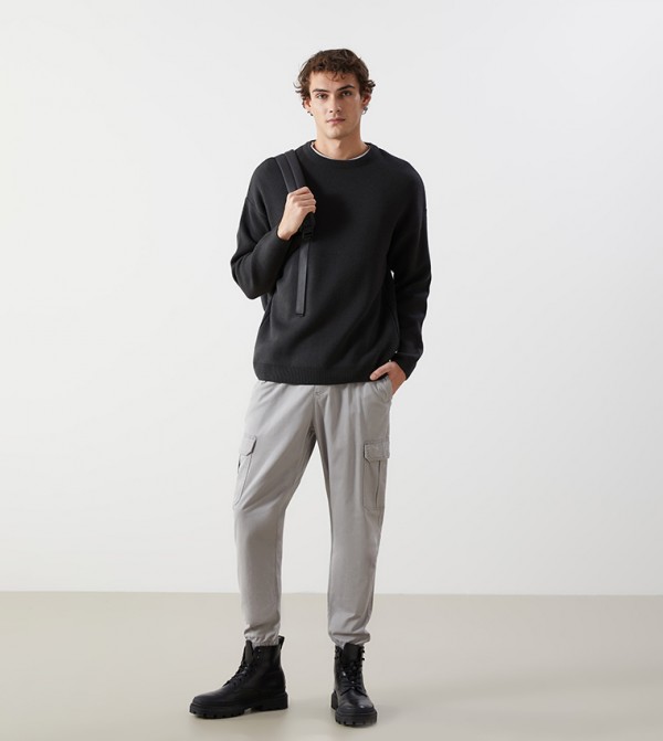 Solid Gabardine Jogger Pants