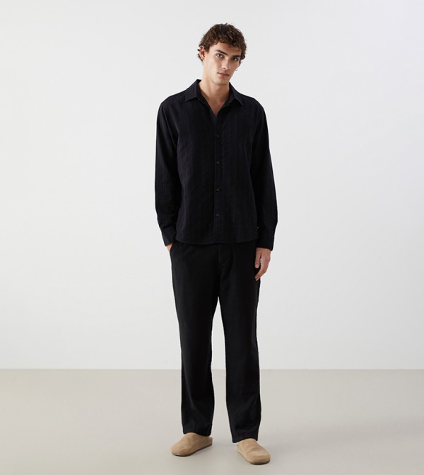 Textured Straight Fit Trousers
