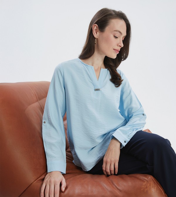 Textured Long Sleeves Top