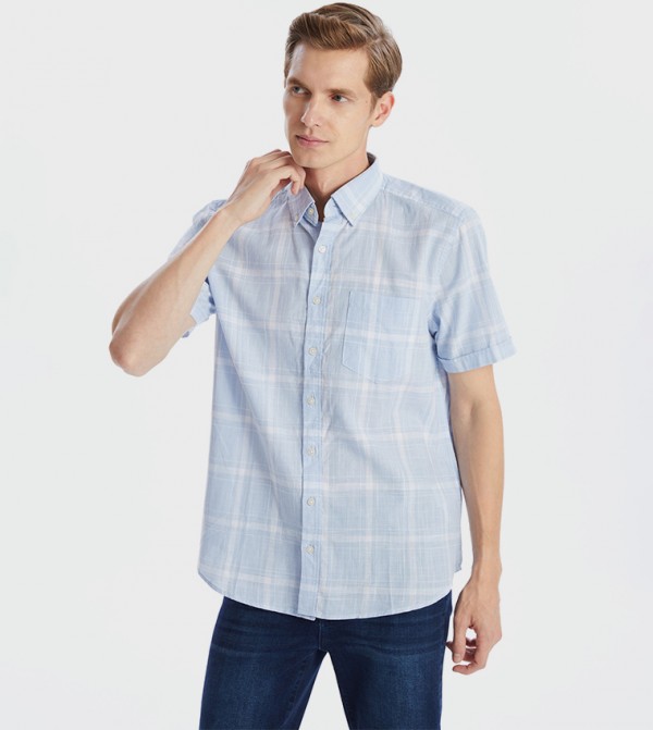 Plaid Button-Down Collar Shirt