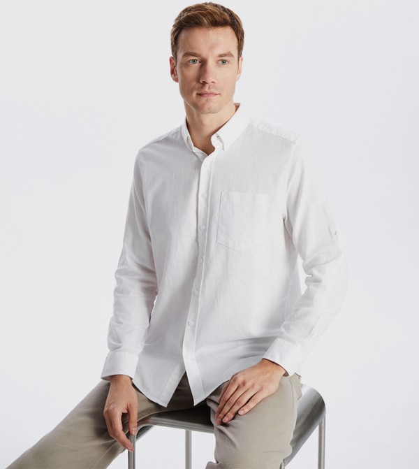 Solid Button-Down Collar Shirt