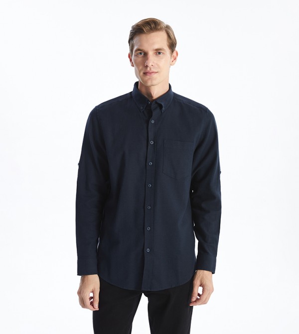 Solid Button-Down Collar Shirt