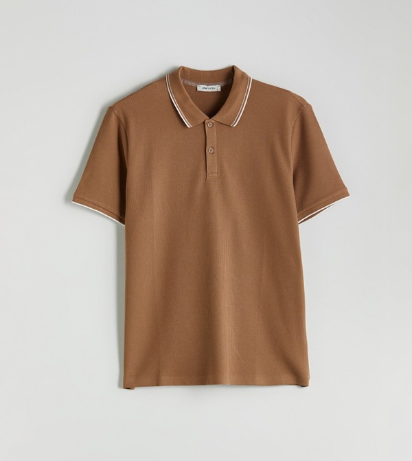 Textured Short Sleeves Polo T-Shirt