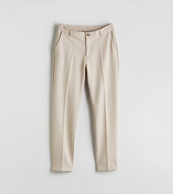 Solid Mid Rise Standard Fit Trousers