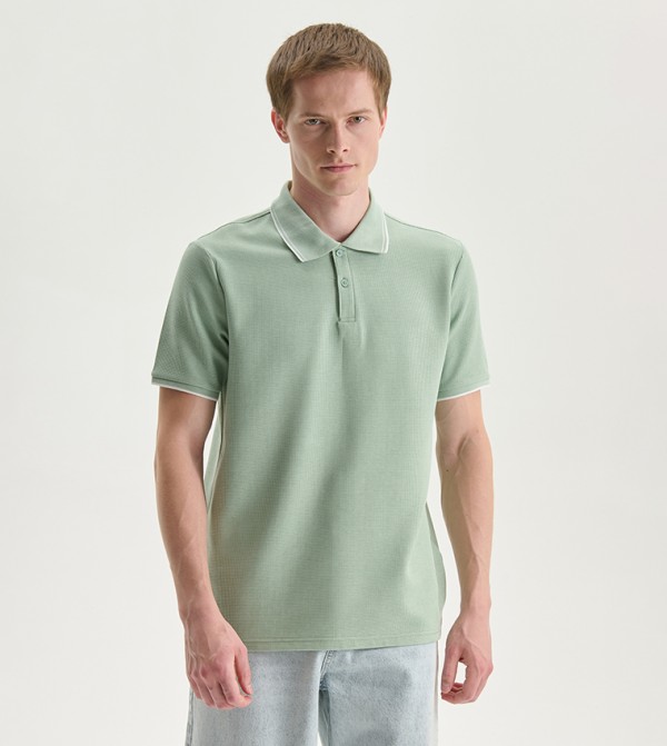 Contrast Tipping Short Sleeves Polo T-Shirt