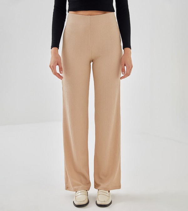 Textured Elastic Waist Sweatpants