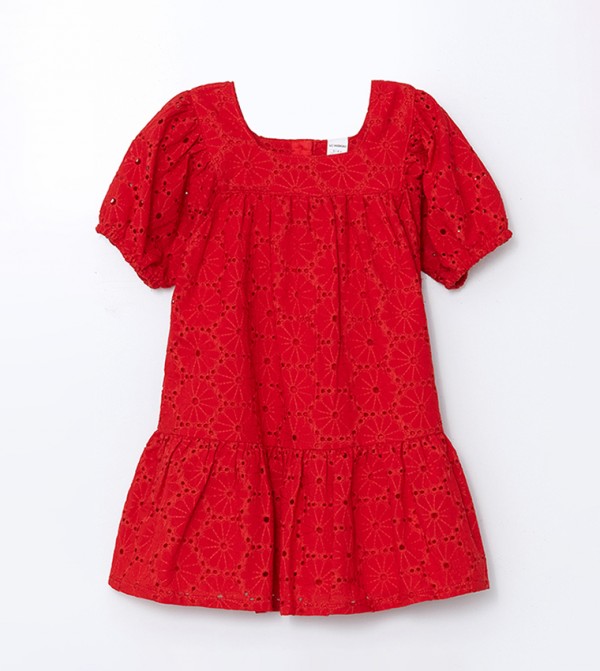 Embroidered Short Sleeves Dress