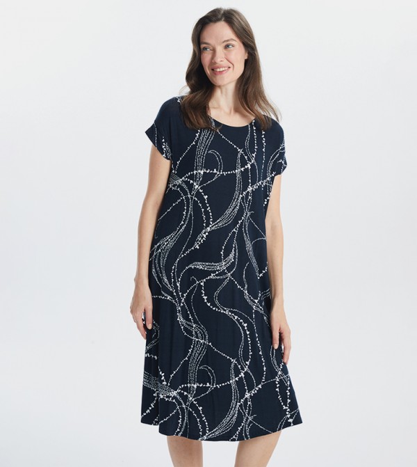 Printed Short Sleeves Midi Dress