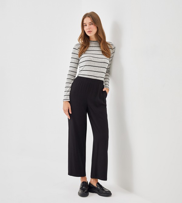Elastic Waist Straight Fit Pants