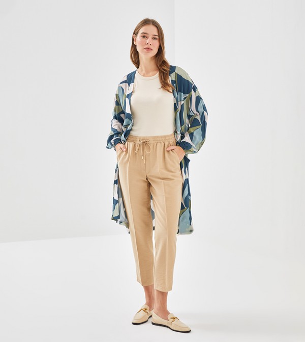 Drawstring Waist Carrot Fit Pants