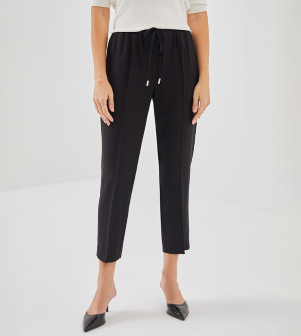 Drawstring Waist Carrot Fit Pants