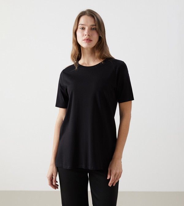 Solid Crew Neck Combed Cotton T-Shirt