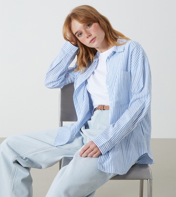 Striped Long Sleeves Oversized Shirt